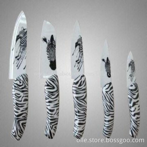 Eco-friendly White Blade Zebra Printing Funny Knife Set